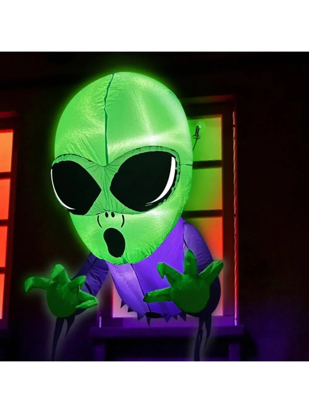 3.5 Ft Scary Alien Halloween Inflatable Decoration with LEDs for Yard & Party